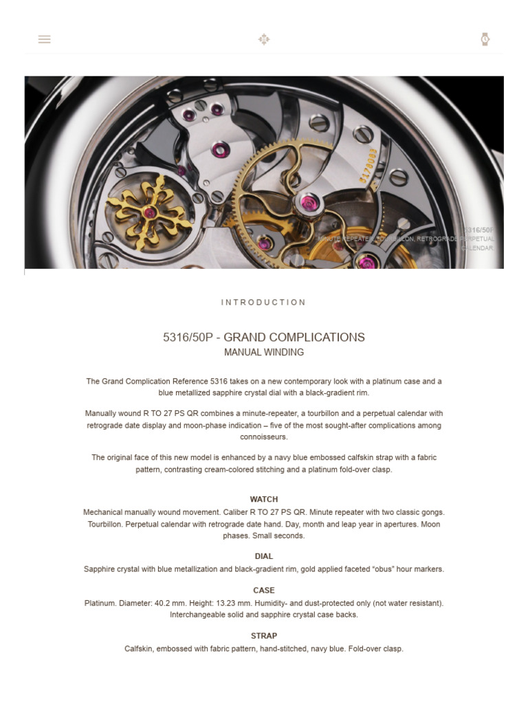 Patek Philippe 5316/50P Overview | PDF | Watch | Horology