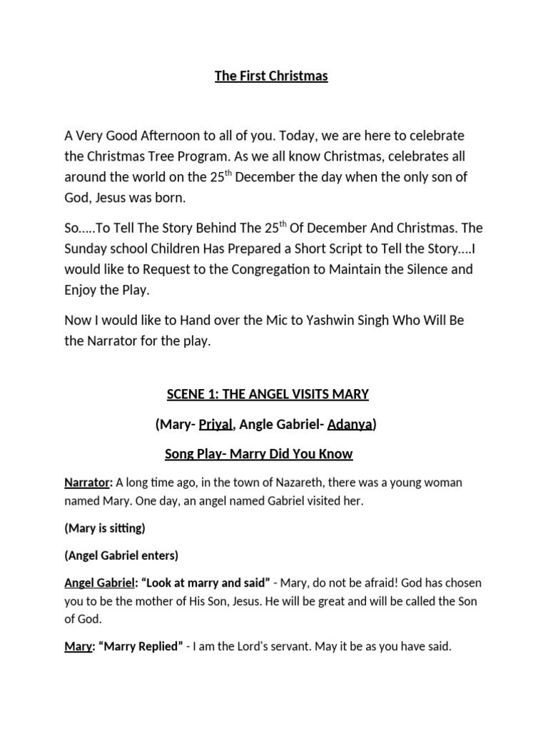 The First Christmas Play Script | PDF | Mary, Mother Of Jesus ...