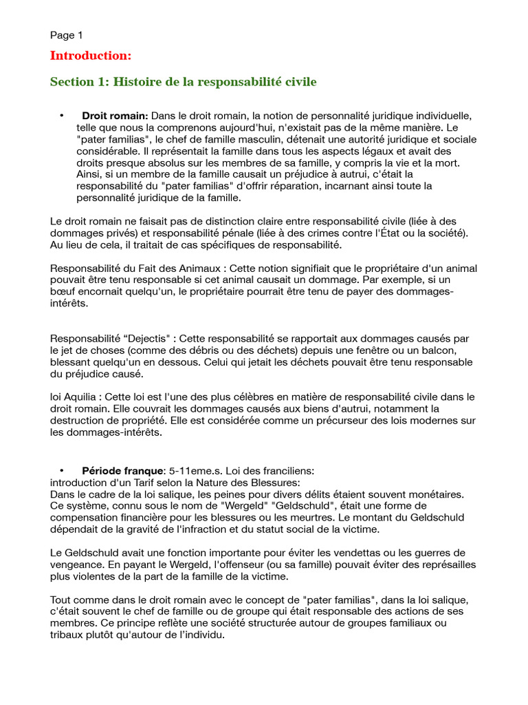 Évolution de la responsabilité civile en France | PDF | Responsabilité ...