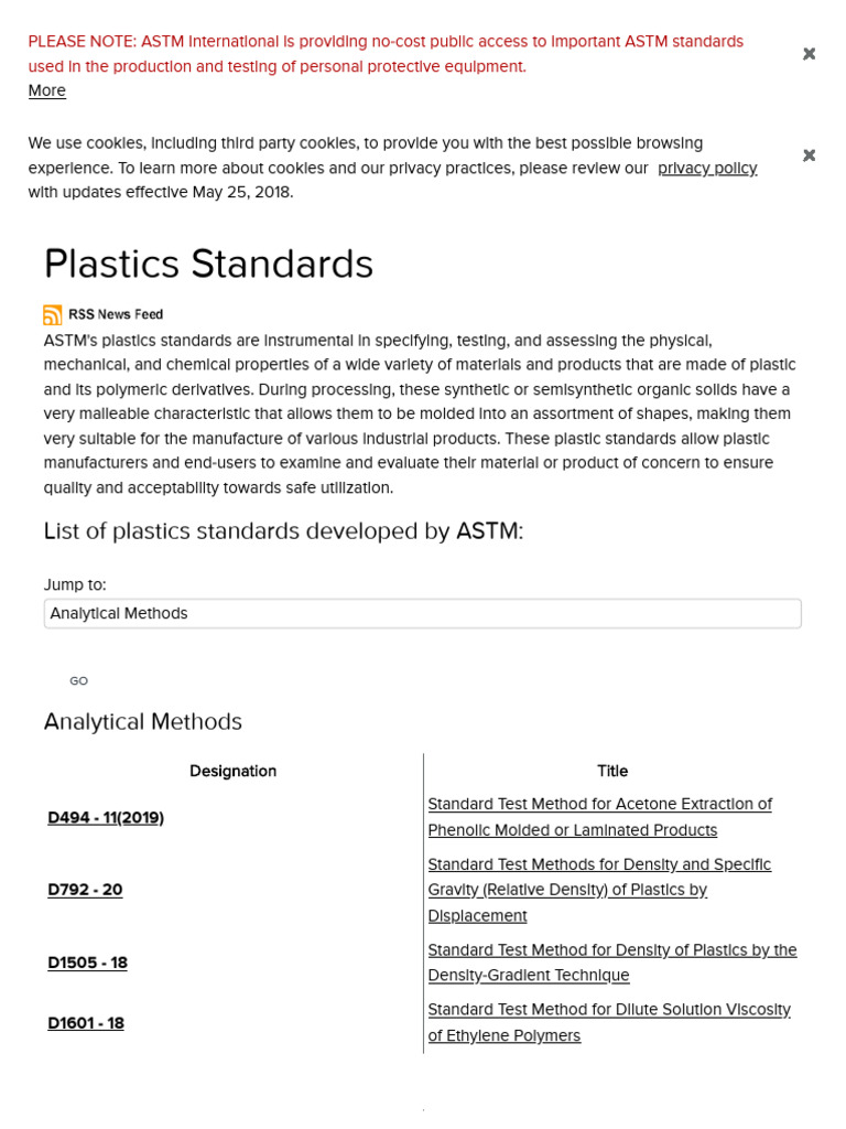 ASTM Plastics Testing Standards Overview | PDF | Polyurethane ...