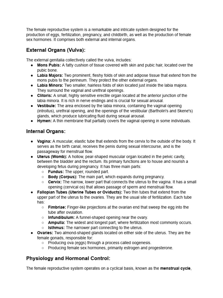 Overview of the Female Reproductive System | PDF | Menstrual Cycle | Ovary