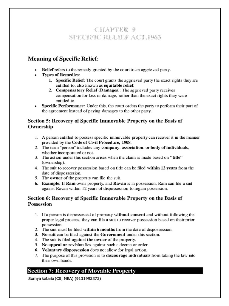 Jigl Specific Relief Act | PDF