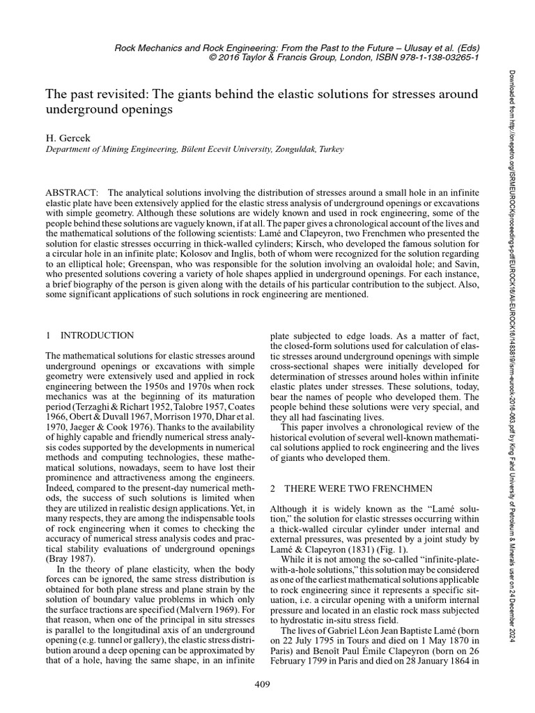 Historical Insights in Rock Mechanics | PDF | Elasticity (Physics ...