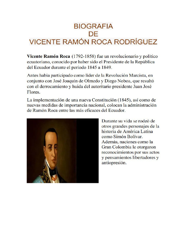 Biografía de Vicente Rocafuerte | PDF