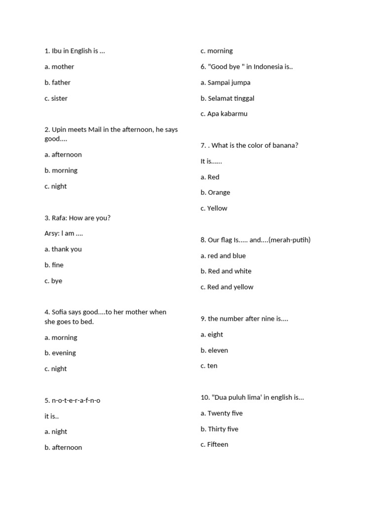 English Language Quiz for Beginners | PDF