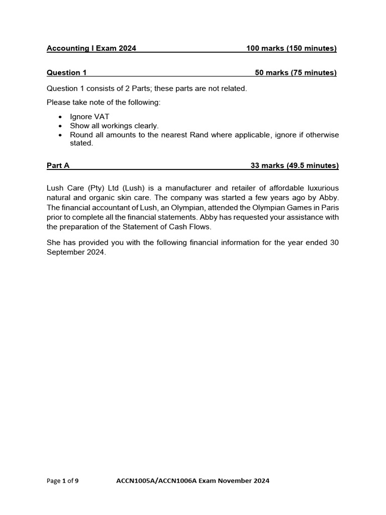 Acc I Final Exam 2024 Question Pdf Expense Dividend