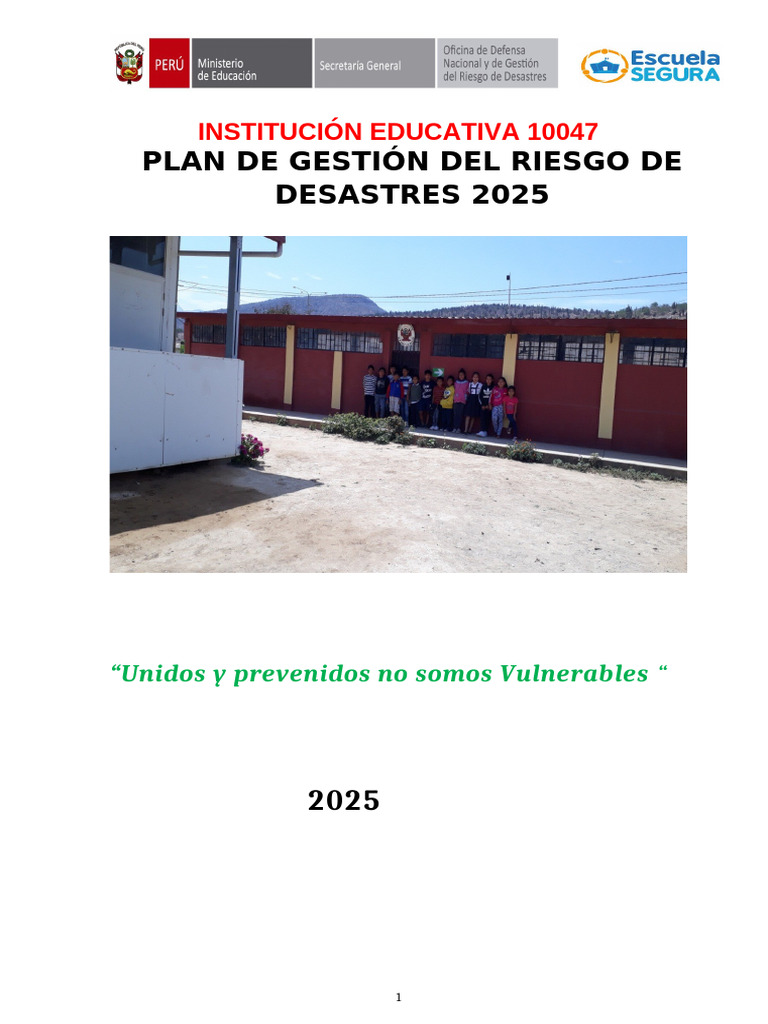Plan de Gestión de Riesgos 2025 IE 10047 | PDF | Riesgo | Reducción de ...