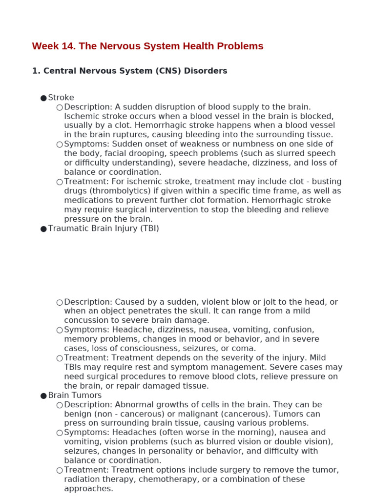 Week 14 PPII The Nervous System Health Problems | PDF | Carpal Tunnel ...