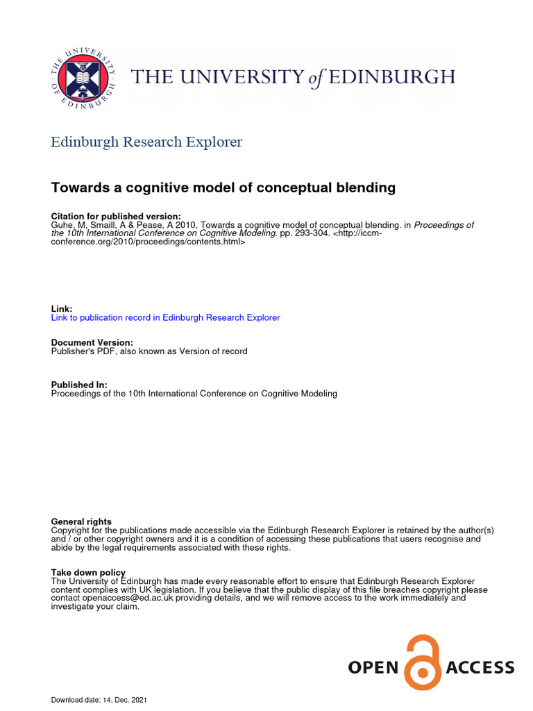 Towards A Cognitive Model of Conceptual | PDF | Concept | Analogy