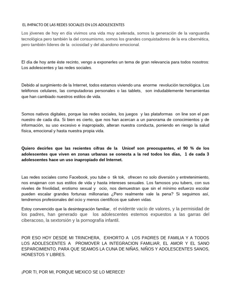 Los Jovenes y El Impacto de Las Redes Sociales | PDF