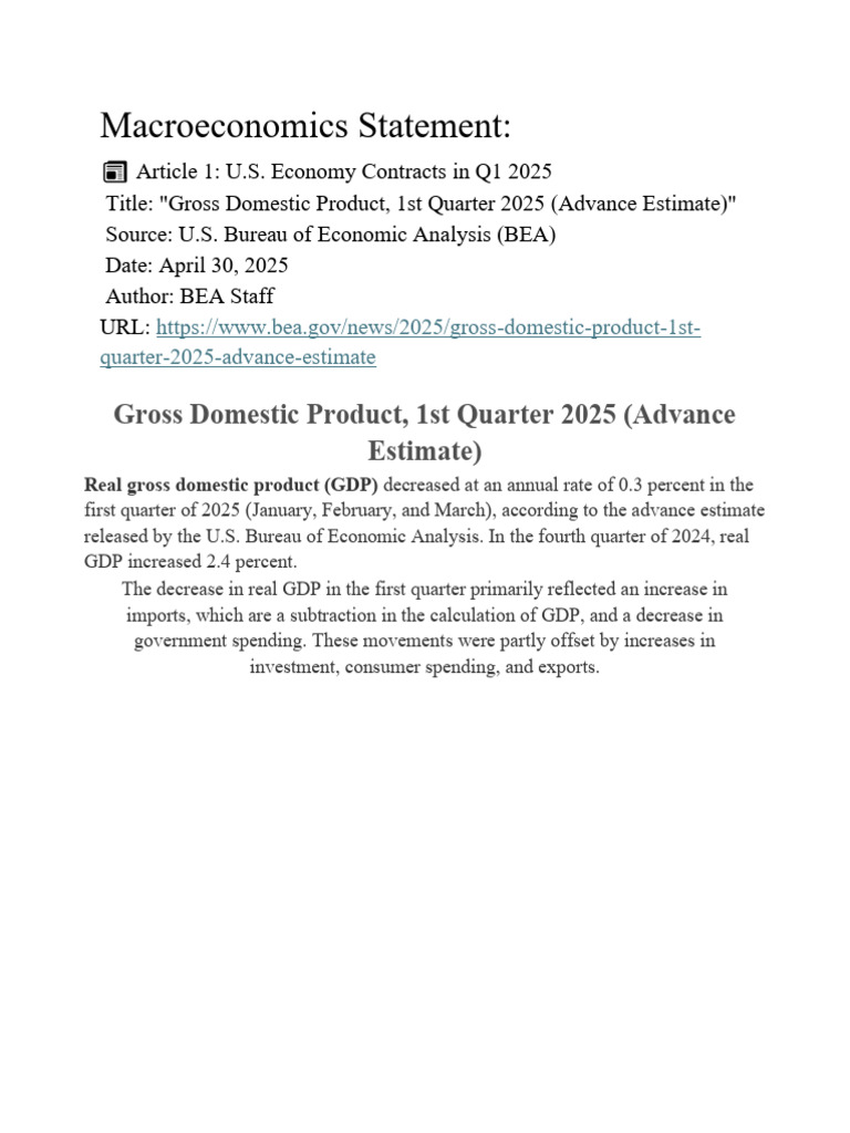 Macroeconomics Statement | PDF | Gross Domestic Product | Recession