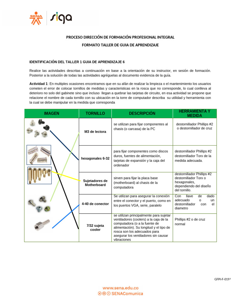 Guía de Tornillos para PC: Uso y Herramientas | PDF | Tornillo | Equipo ...