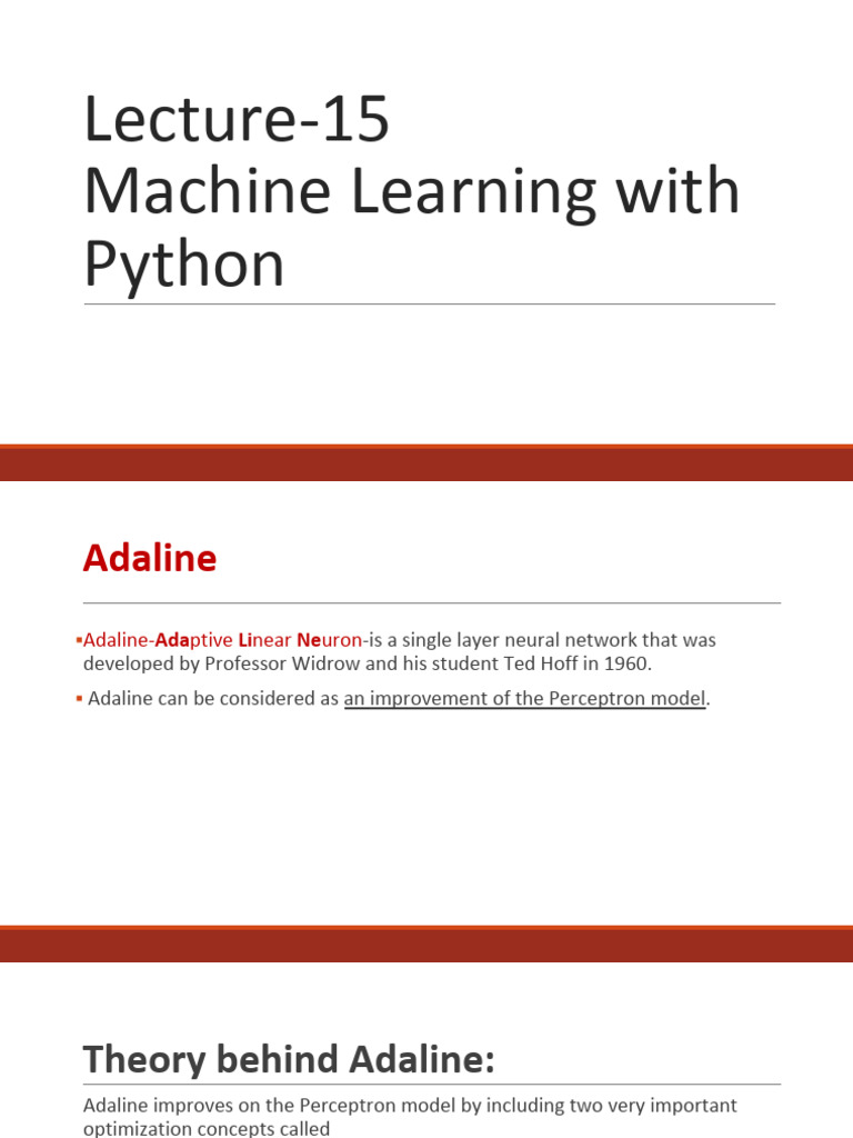 Adaline and Hebb Network Overview | PDF | Machine Learning | Artificial ...