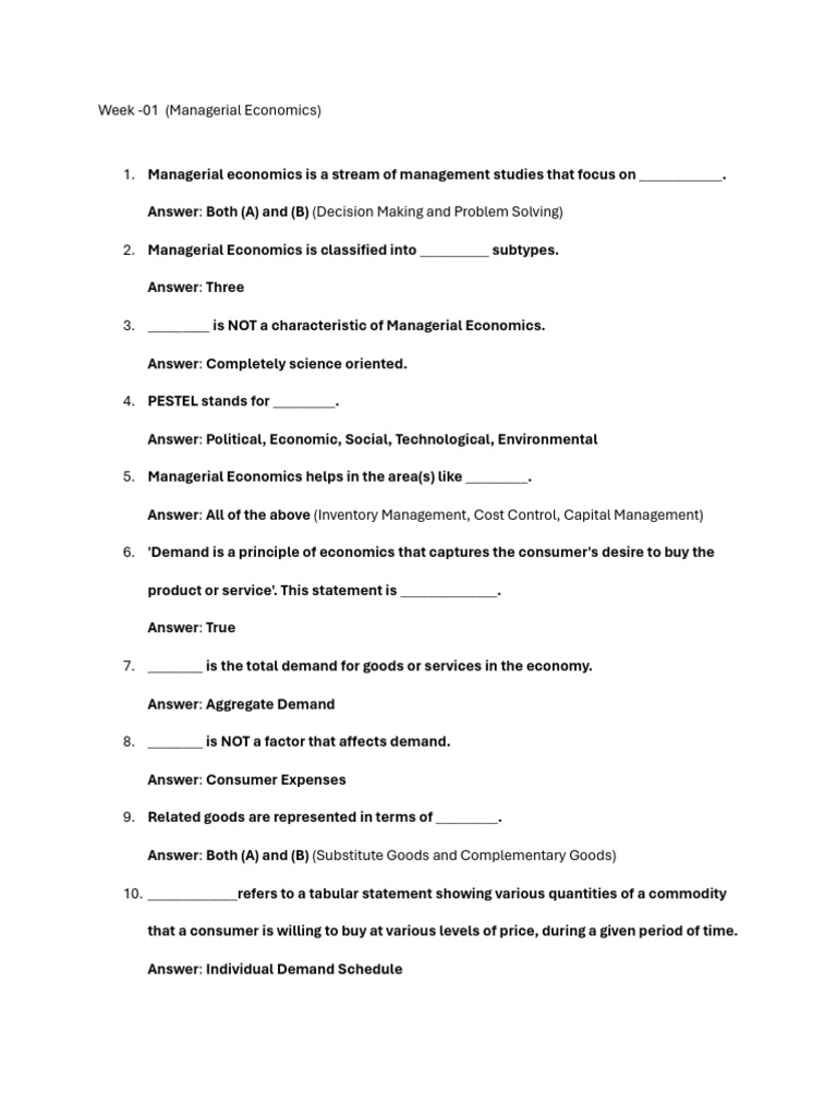 Overview of Managerial Economics Concepts | PDF | Demand | Monopoly