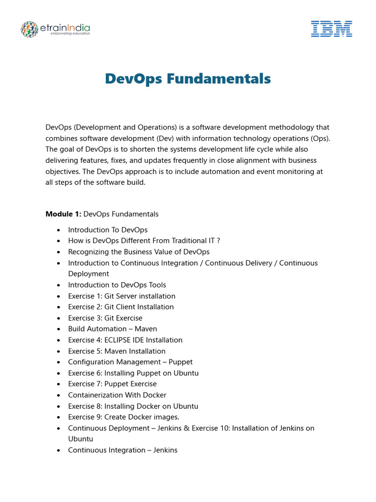 DevOps Fundamentals Overview and Exercises | PDF