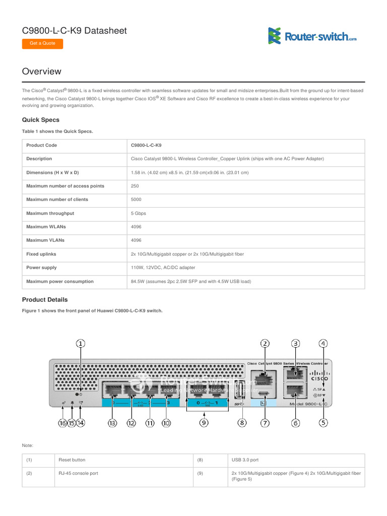 Cisco Catalyst 9800-L Datasheet | PDF | Transport Layer Security | Radius