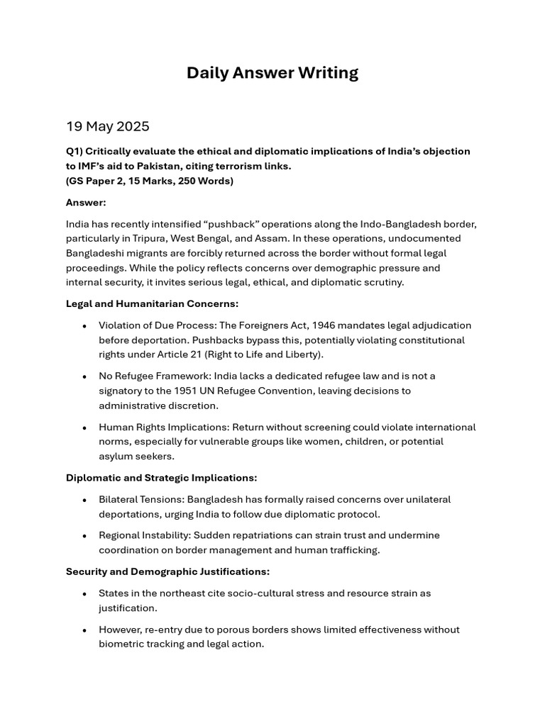 Daily Answer Writing 20 May | PDF