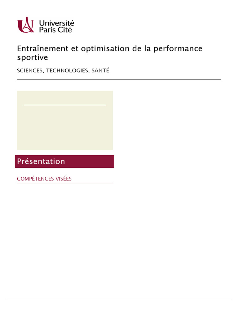 Optimisation de la performance sportive | PDF
