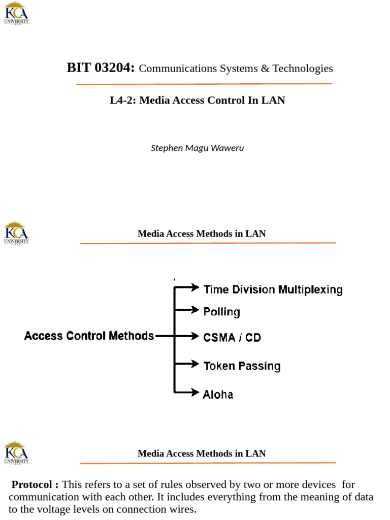 Ethernet Media Access Control Methods | PDF | Channel Access Method ...