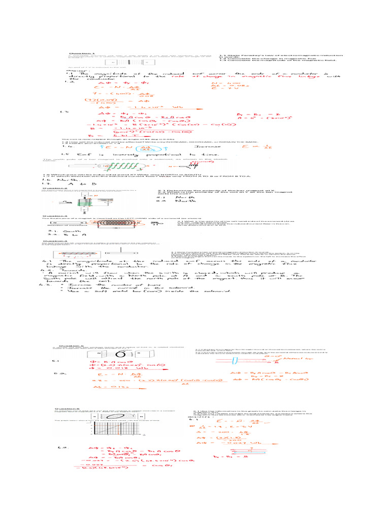 Magnetic Flux and Induction Calculations | PDF | Electromagnetic ...