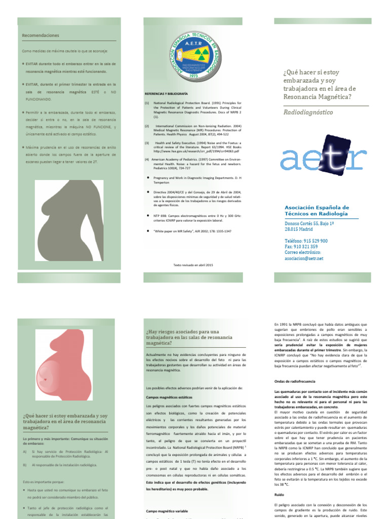 Trabajadora Expuesta Embarazo RM AETR | PDF | Imagen de resonancia ...