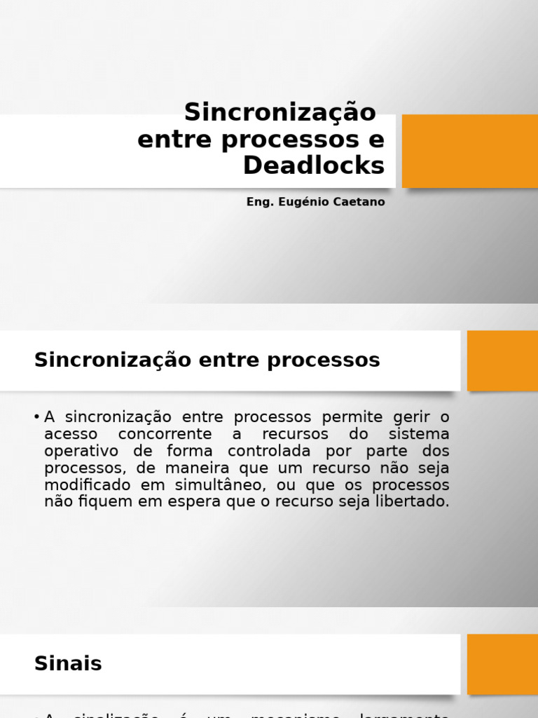 Sincronização e Deadlocks em Processos | PDF | Sistema operacional ...
