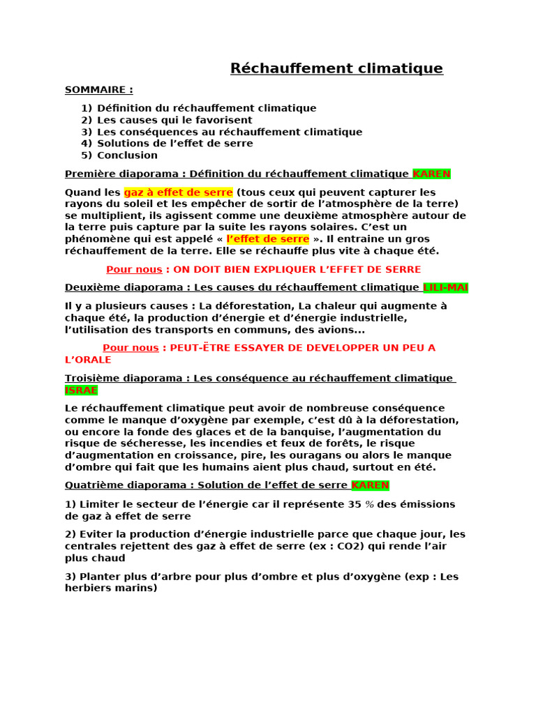Causes et solutions du réchauffement climatique | PDF | Changement ...