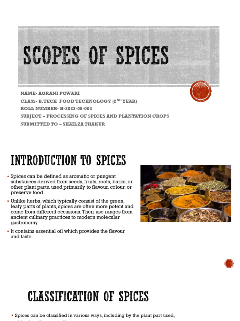 Classification and Benefits of Spices | PDF | Spice | Taste