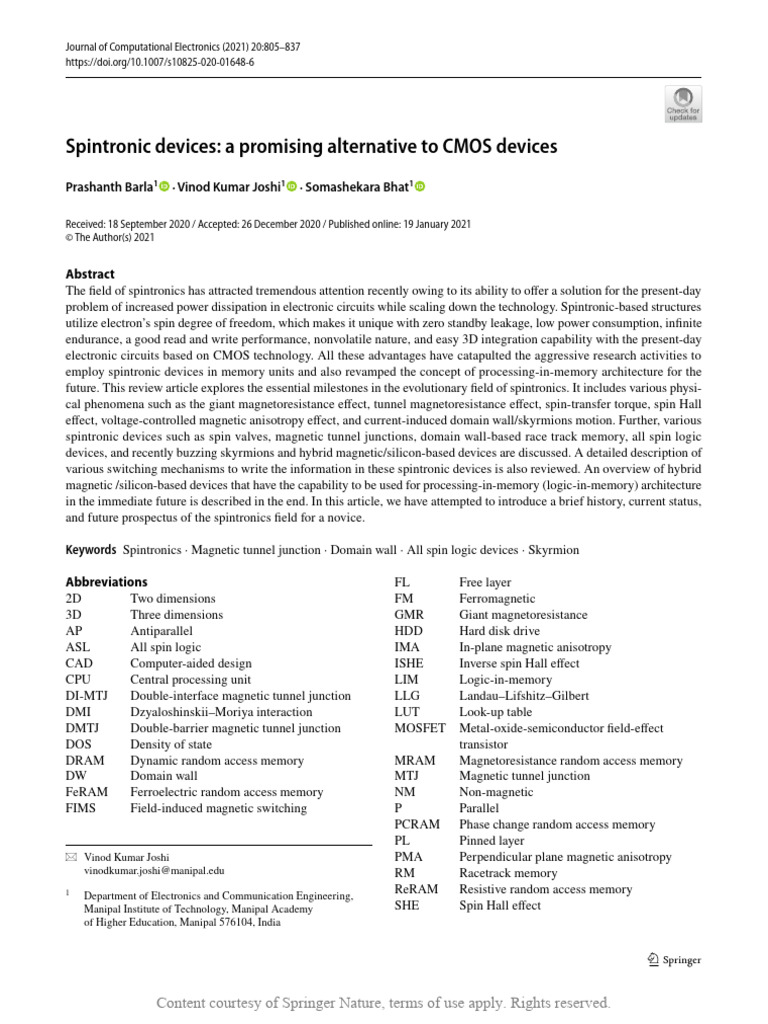 Spintronic Devices: Future of Electronics | PDF | Computer Memory ...