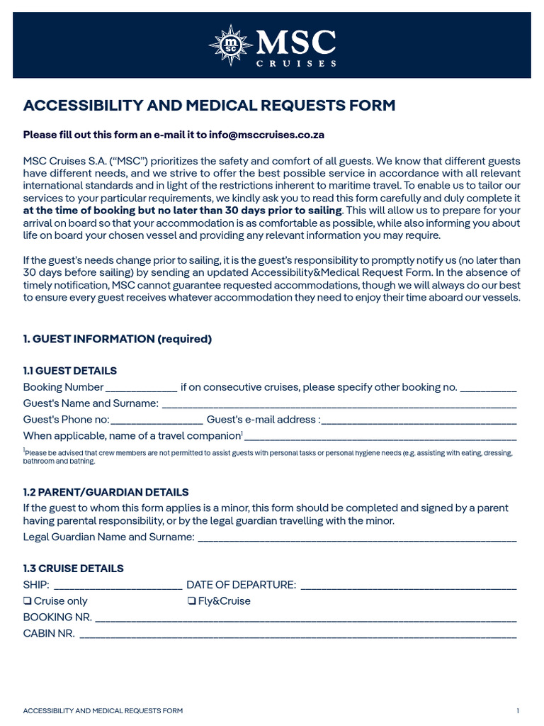 MSC Accessibility and Medical Form | PDF | Food Allergy | Pregnancy
