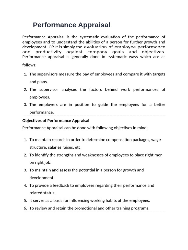 Performance Appraisal Process Explained | PDF | Performance Appraisal ...