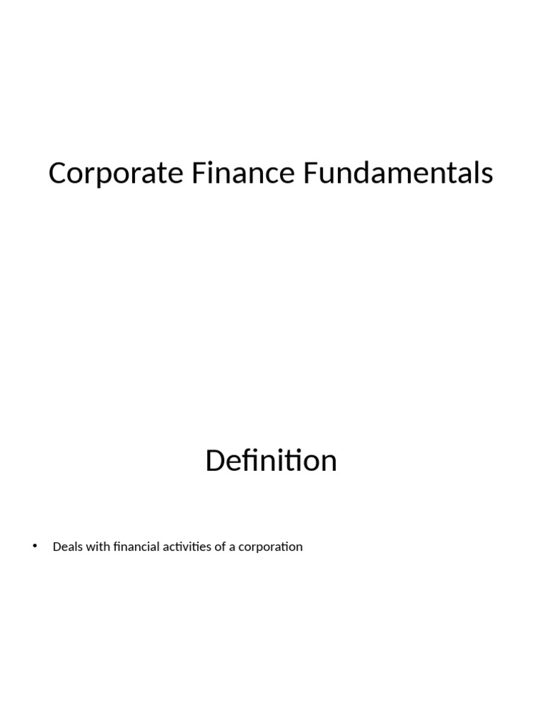 Corporate Finance Fundamentals | PDF
