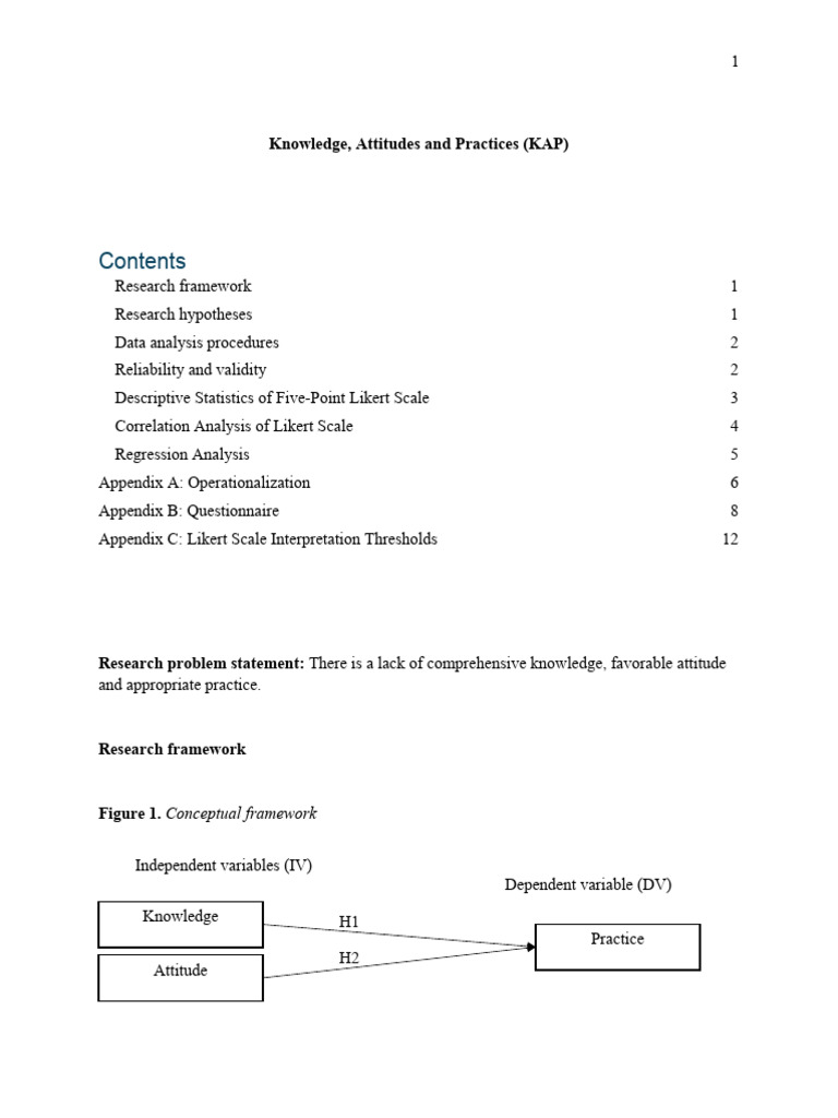 KAP Model Framework for Research Analysis | PDF | Likert Scale | Statistics