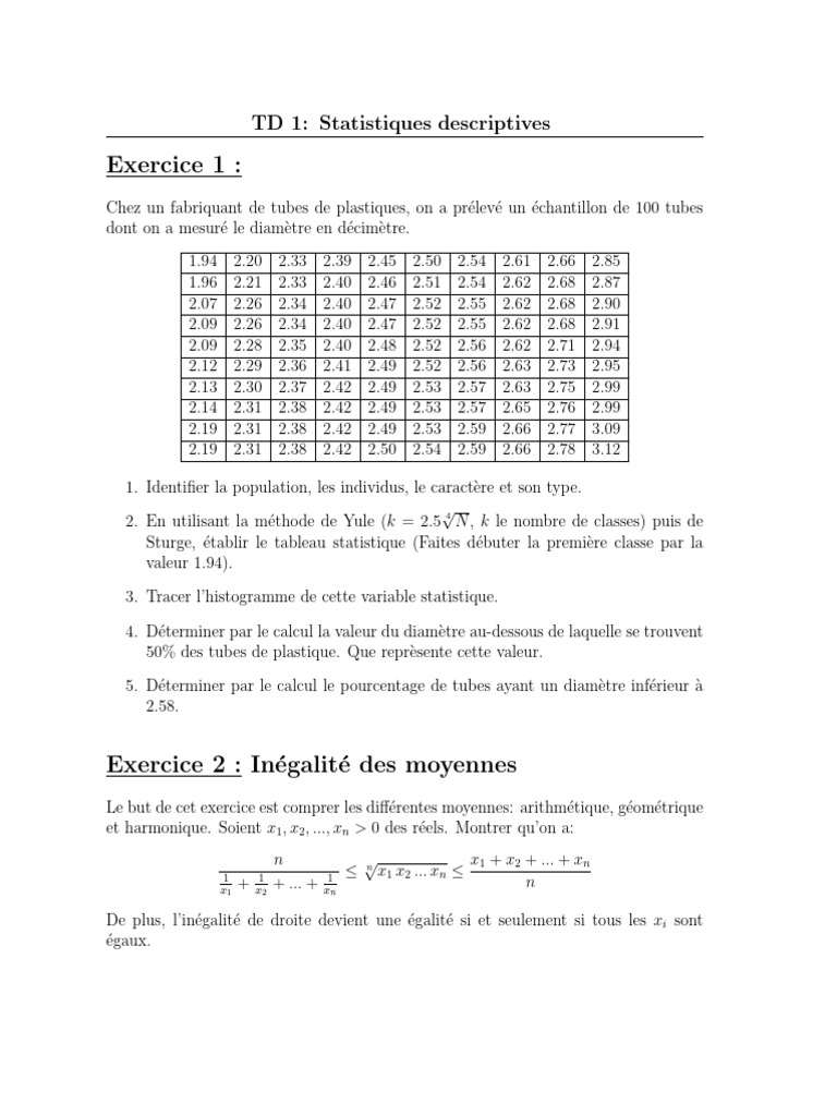 Statistiques descriptives et moyennes | PDF | Moyenne | Statistique ...