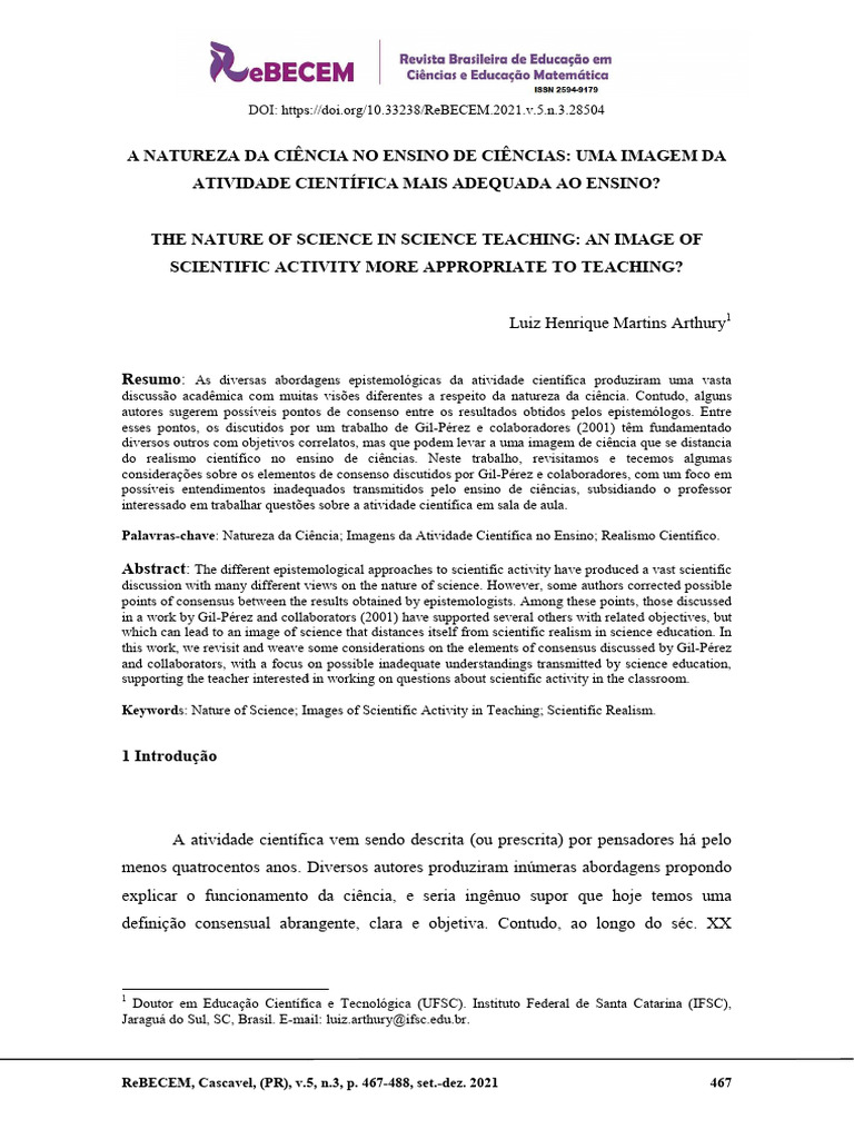Uma Imagem Da Atividade Científica Mais Adequada Ao Ensino | PDF ...
