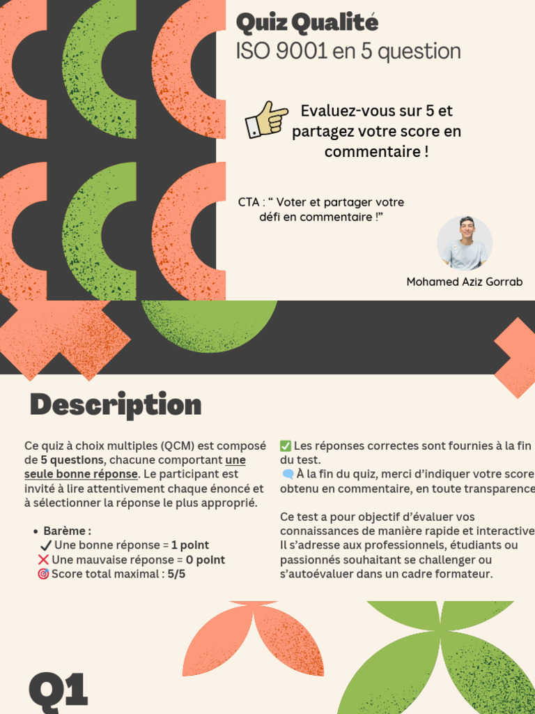 Quiz ISO 9001 : Évaluez vos connaissances | PDF | Système de management ...