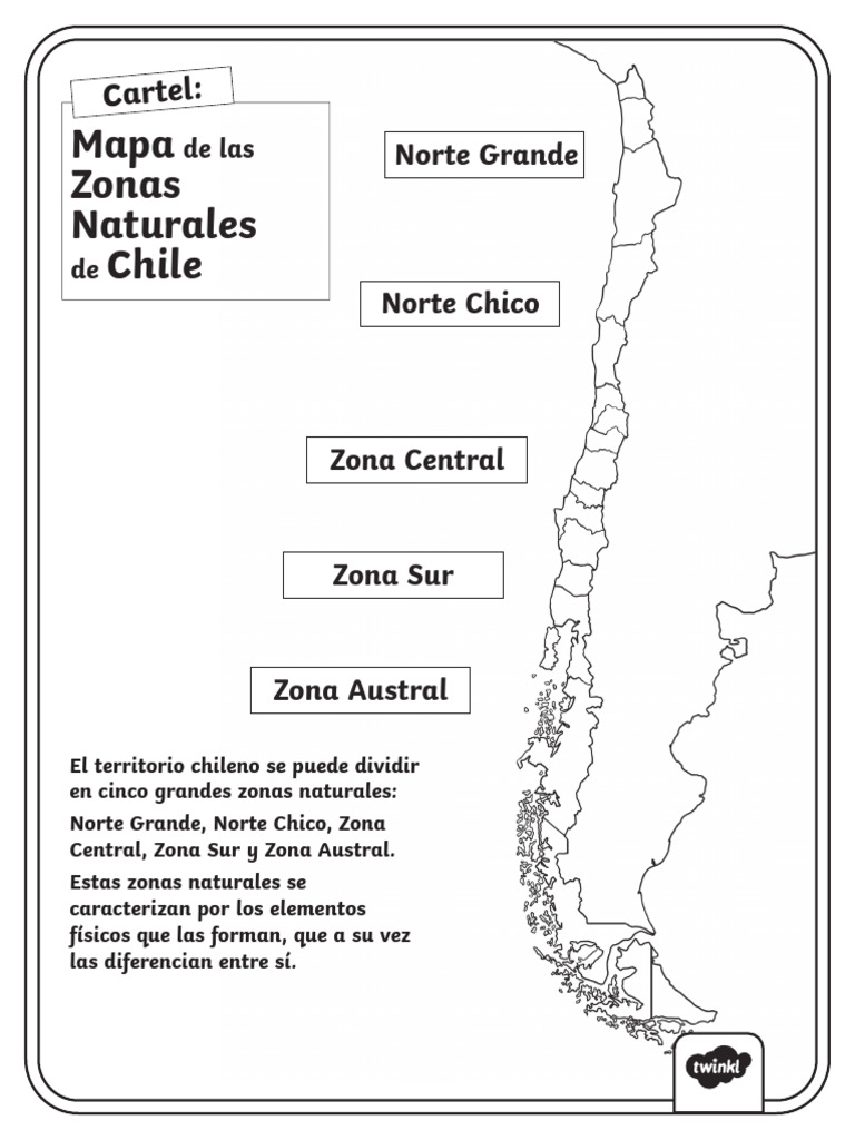 CL Cs 1683839896g Pster Mapa de Las Zonas Naturales de Chile Black and ...