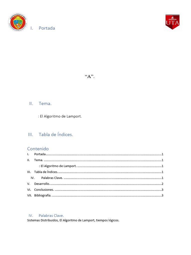 Taller sobre el Algoritmo de Lamport | PDF | Algoritmos | Computación ...