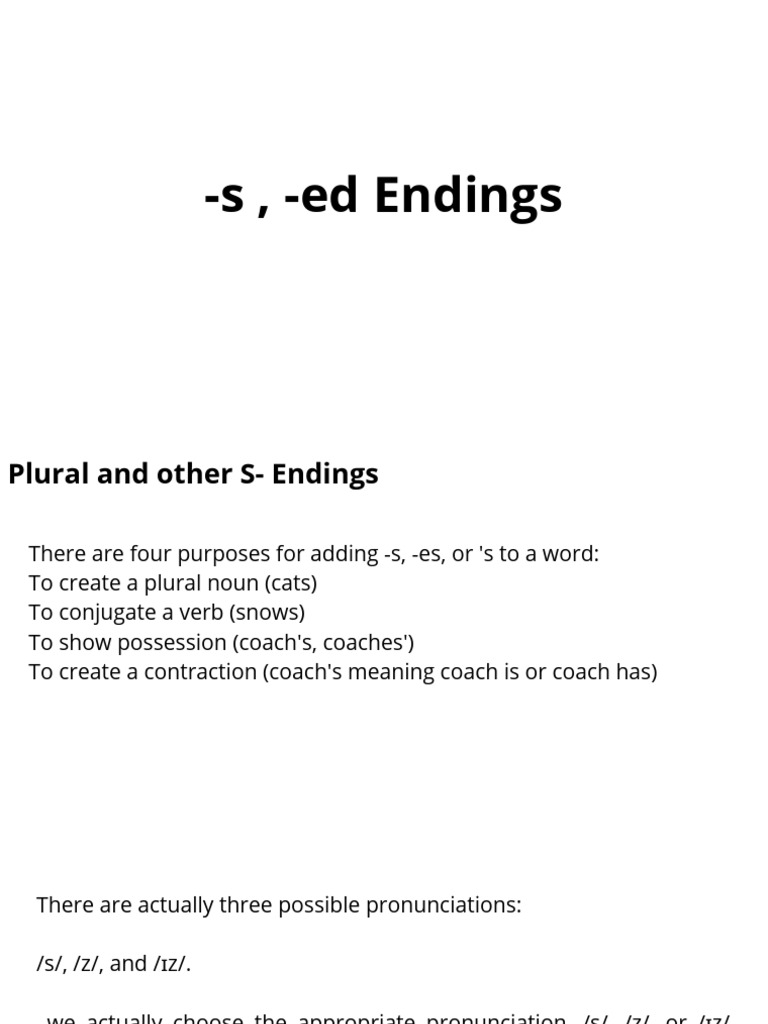 Ed, - S Endings | PDF | Linguistics | Languages