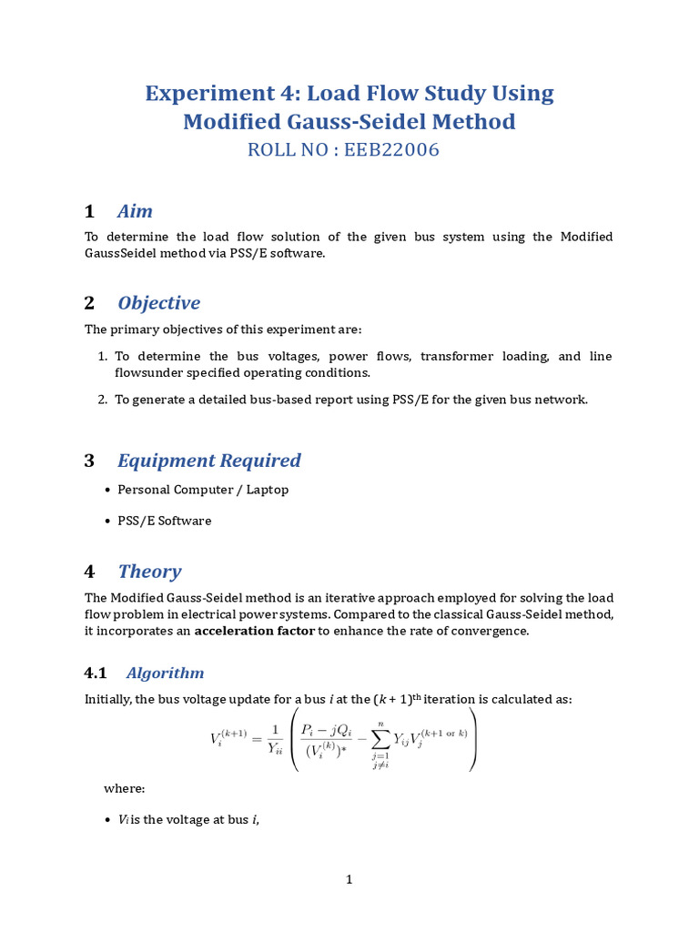 Load Flow Study with Gauss-Seidel Method | PDF | Electrical Engineering ...