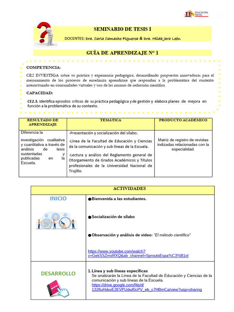 Guía de Aprendizaje 1 | PDF | Enseñando | Educación de la primera infancia