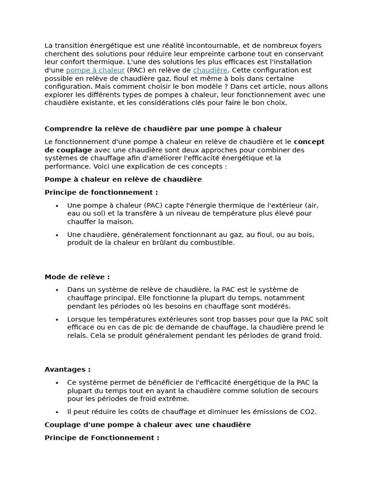 PAC en relève de chaudière Guide pratique PDF Pompe à chaleur — free download