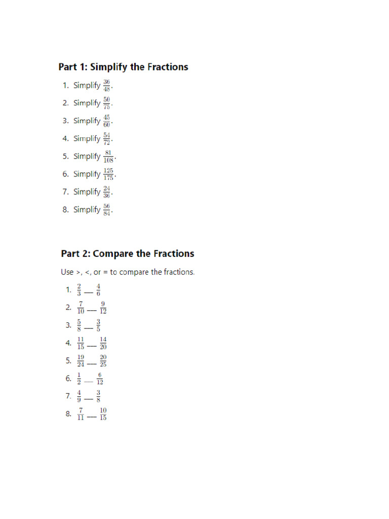 Fractions Questions | PDF