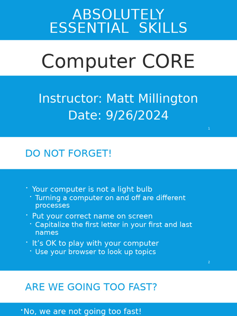 Essential Computer Skills Overview | PDF | Window (Computing ...