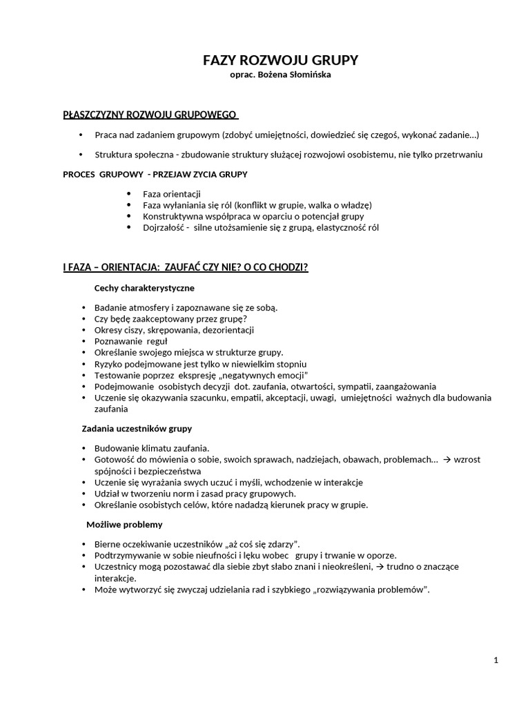 Fazy Rozwoju Grupy | PDF