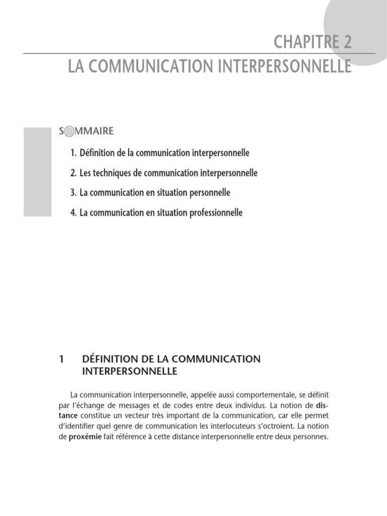 La Communication Interpersonnelle | PDF | la communication ...
