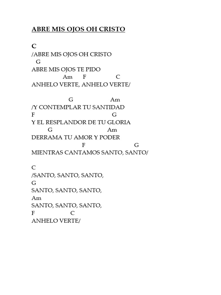 Letra de "Abre Mis Ojos, Oh Cristo" | PDF