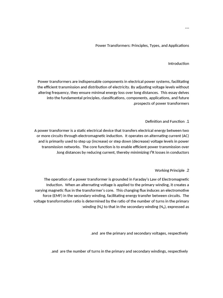 Power Transformers: Types and Uses | PDF | Transformer ...