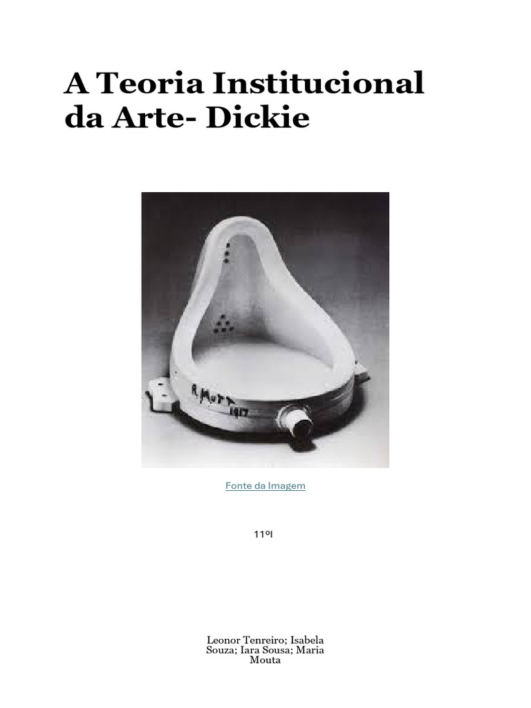 Teoria Institucional da Arte de Dickie | PDF | Estética | Teoria