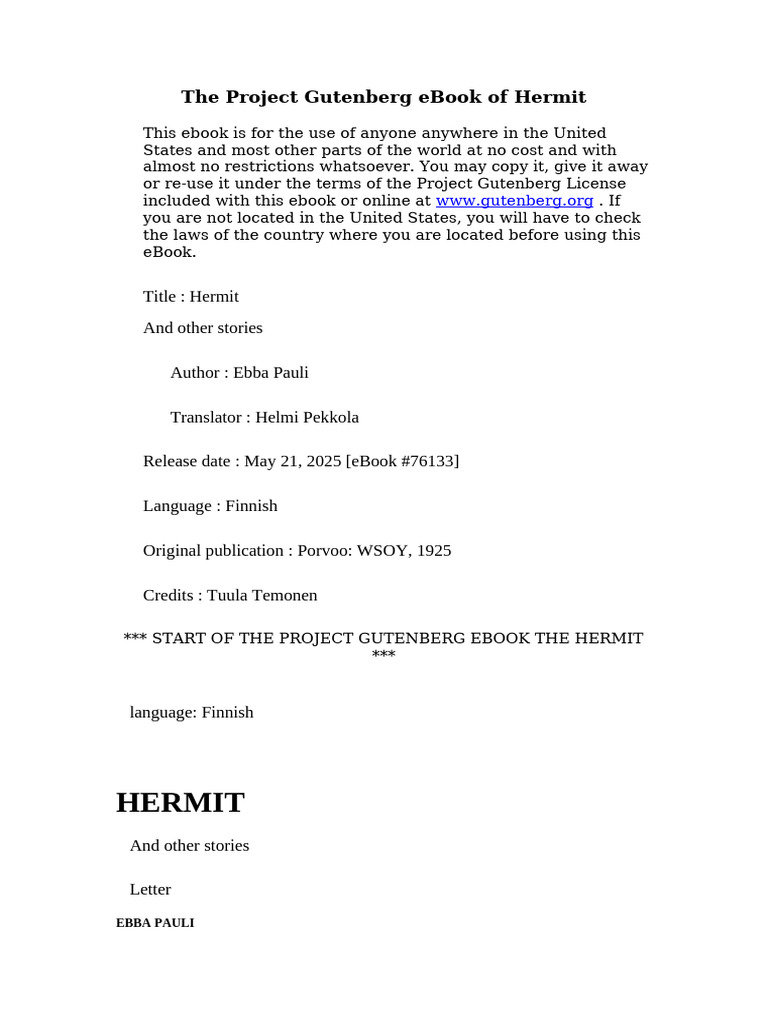 The Project Gutenberg Ebook of Hermit | PDF | Prayer | Happiness